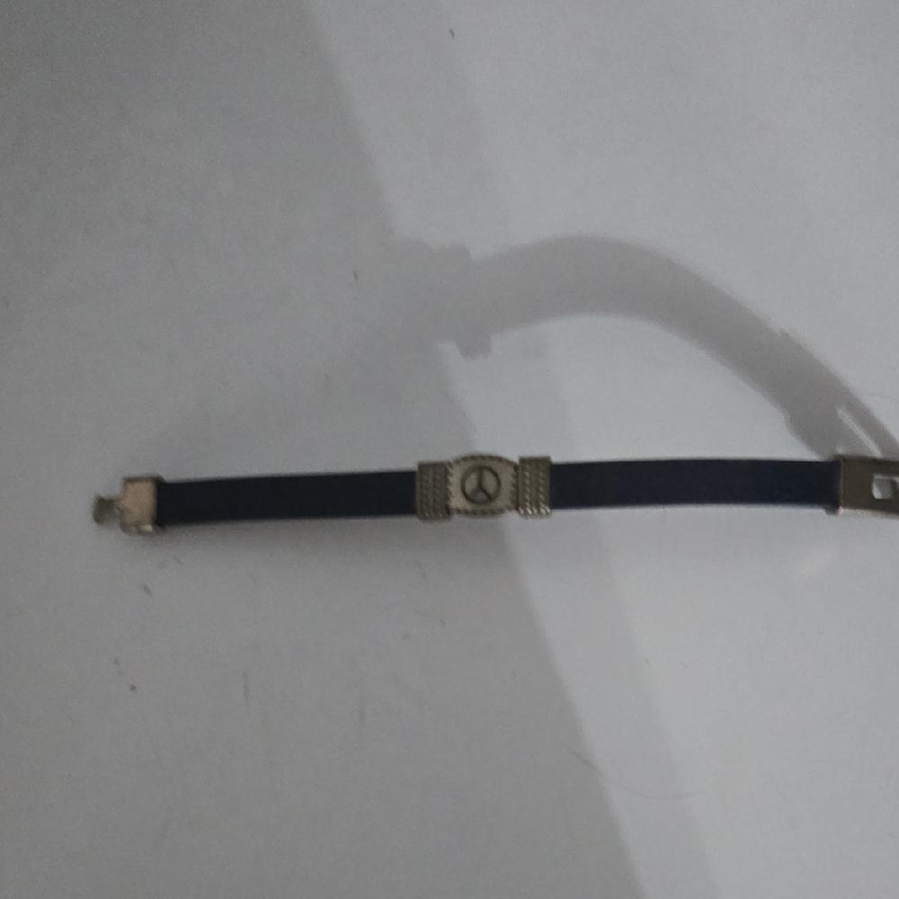 Blue Leather Peace Symbol Bracelet